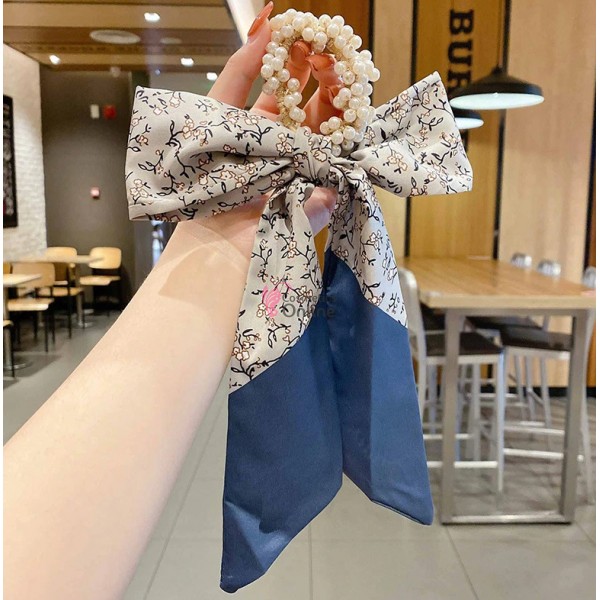 Esarfa din matase cu elastic din perle crem Cod ESF076